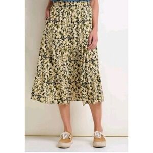 Toad & Co Sunkissed Tiered Midi Skirt Barley Daisy Print  Sz L NWT